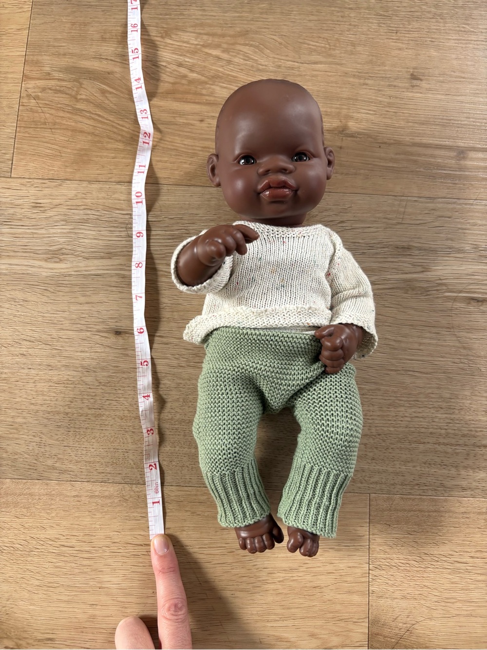 Miniland Anatomically correct African Black Baby Doll with Knit clothing - Picture 4 of 5